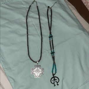 Silver Cross & Turquoise silver necklaces